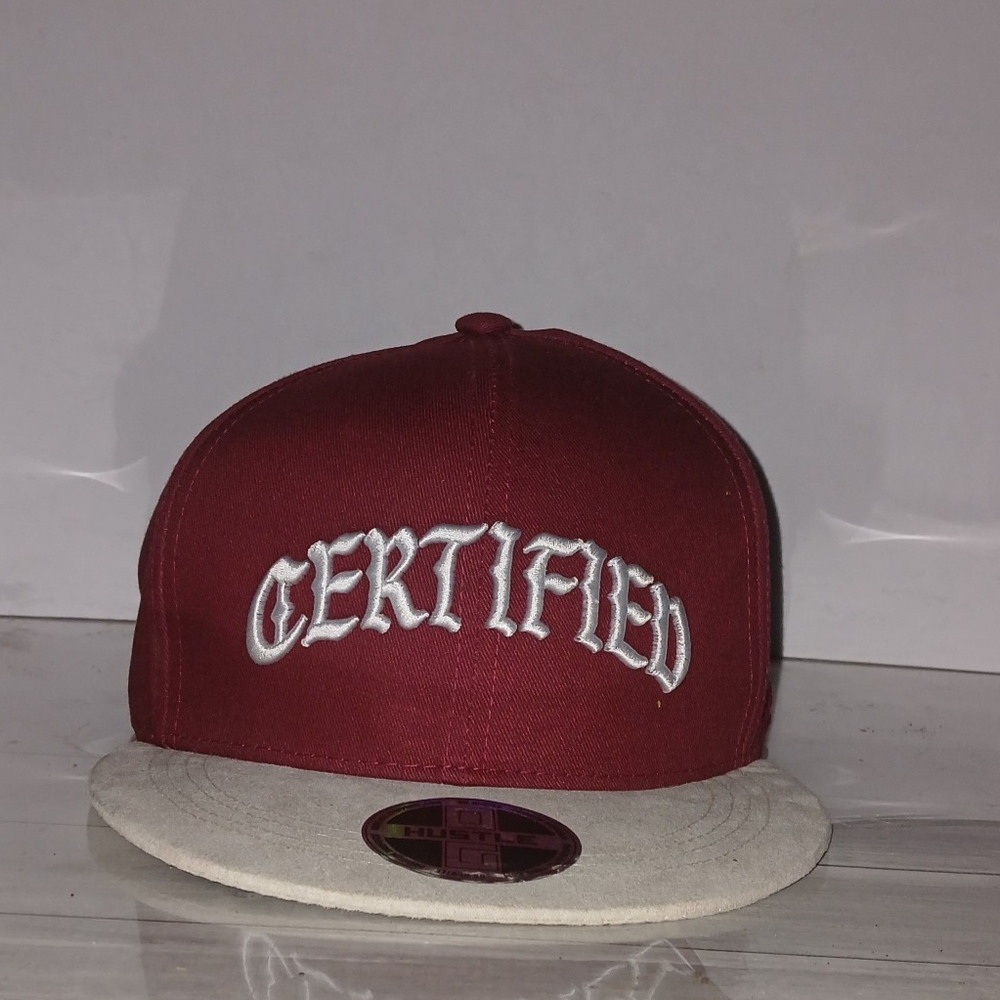 Maroon and Cream Snapback Hat